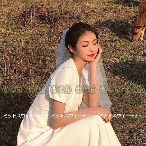 ウエディングドレス エレガント 二次会 花嫁 前撮り 半袖 ウェディングドレス ロングドレス リゾート 結婚式 カジュアル ワンピース Hai13lifu334 ウエディングドレス 大人可愛い ワンピース リゾート エレガント Sooaショップ Hai13lifu334 シンプル 白 当店別注