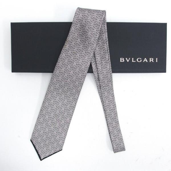 BVLGARI シルク ネクタイ グレー/ブラック BVLGARI シルク ネクタイ グレー/ブラック BVLGARI ブルガリ 黒 グレー