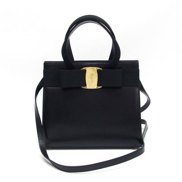 極美品 サルヴァトーレフェラガモ ショルダーバッグ ヴァラリボン 黒 2way サルヴァトーレ・フェラガモ ヴァラ 2WAY ショルダーバッグ