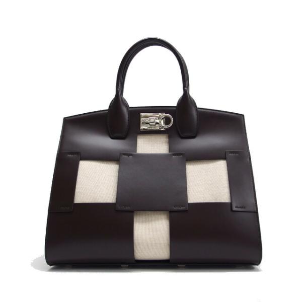 サルバトーレフェラガモ　スタジオバッグ サルヴァトーレ・フェラガモ スタジオボックストートバッグ ポーチ付き