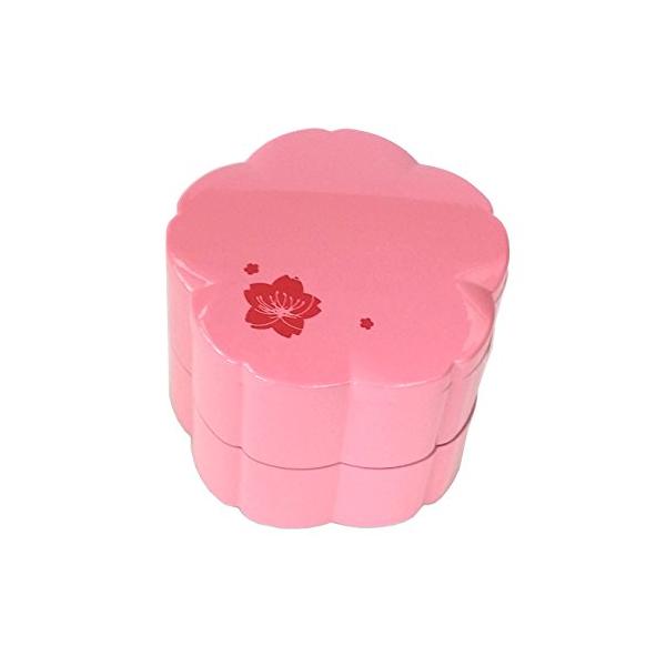 若泉漆器 2段重箱 4寸桜型ミニ重 ピンク 桜花(内黒) H-150-44-A