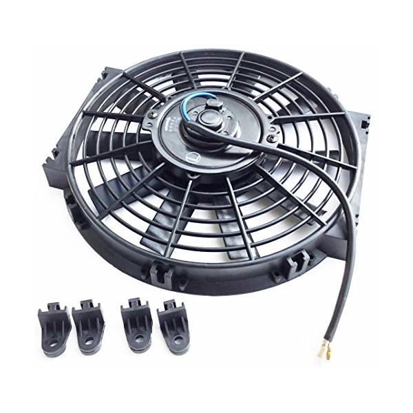 (mind items) 10インチ 汎用 薄型 電動ファン プッシュ式 吹風式 12V 自動車用