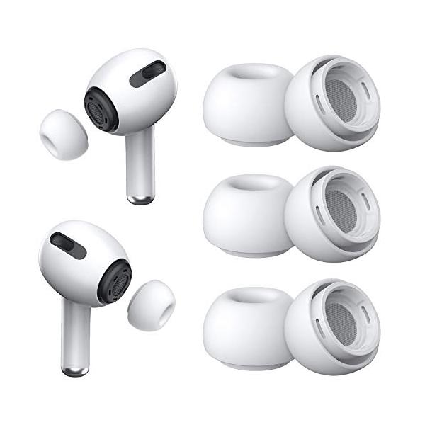 YUWAKAYI イヤーピース AirPods Pro 第1/2世代対応、3 in 1イヤホン掃除道具付き、シリコンイヤーチップ (S/M/Lサイズ 各ペア)柔らかい 滑り止め、イ
