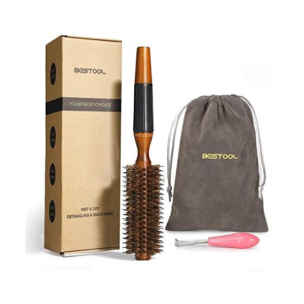BESTOOL ロールブラシ ヘアブラシ ロール くし 木製 櫛 ヘアケア 高? コーム レディース メンズ ブロー カール 巻き髪 耐熱 人気 艶髪