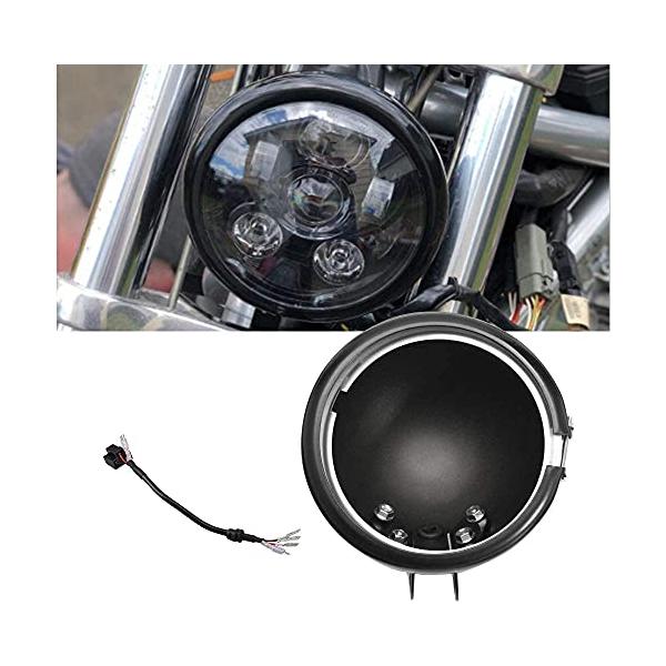 Chelhead 5.75インチ LED ヘッドライト用シェル ハーレーダビッドソン オートバイク ハウジングキット 丸型 ブラック ブラケット 固定