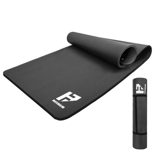 BEEHEM NBRヨガマット ジム エクササイズ 極厚クッション フック穴