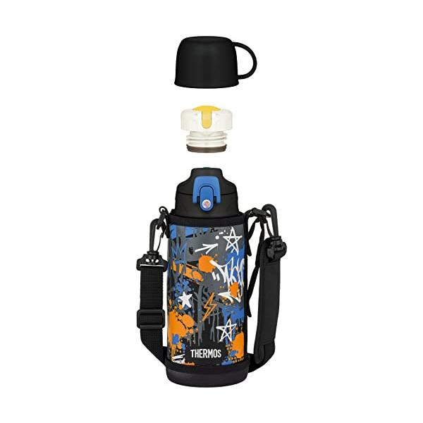 サーモス 水筒 真空断熱2ウェイボトル 0.8L/0.83L ブラックブルー 直飲み コップ付き 子供用 通園通学 FJJ-801WF BK-BL