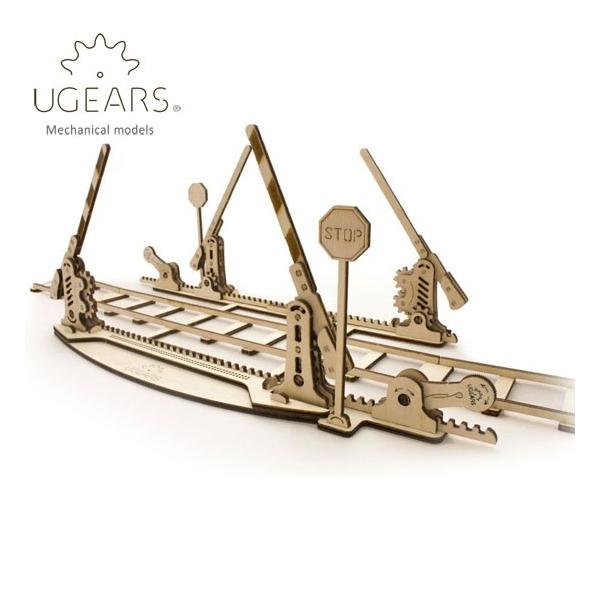 【無料ラッピングサービス有り】 Ugears ユーギアーズ  木製組立立体パズル レールと踏切