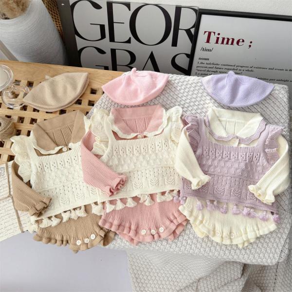 韓国風 セーター ニットトップス 子供服  秋冬 トップス  暖かい 防寒 女の子 フェイク2点セット  長袖  おしゃれ ゆったり可愛い ジュニア服 66 73 80 90