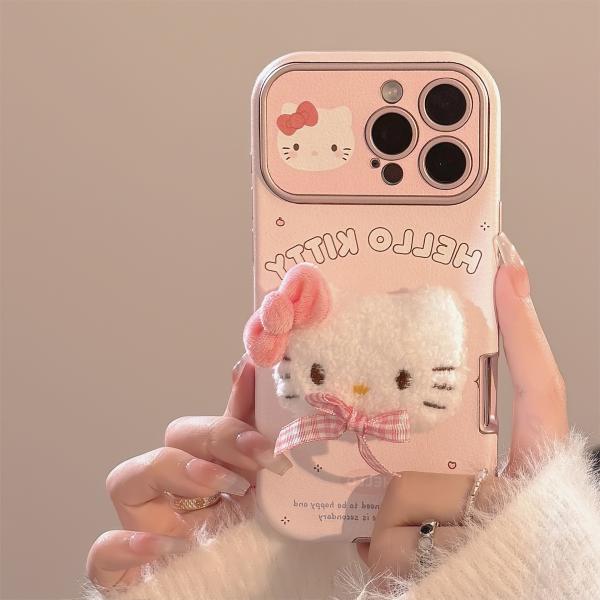 キティ スマホケース iPhone16/15/14/13/12 全機種対応 ピンク リボン 立体 かわいい シリコン ソフトケース 耐衝撃 レンズ保護 プレゼント