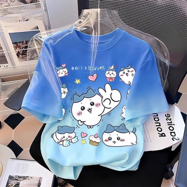 ちいかわ Tシャツ 半袖 グラデーション タイダイ染め 綿100% ゆったり 丸首 男女兼用 キッズ 夏服 かわいい プレゼント ギフト