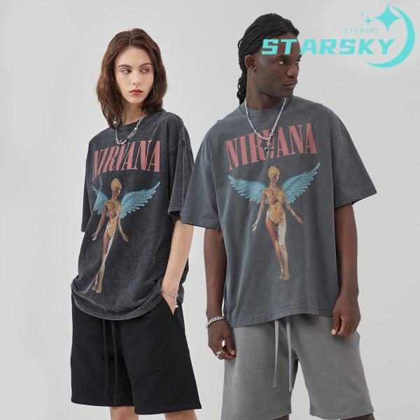 ニルヴァーナ イン ユーテロ Tシャツ バンドTシャツ 半袖 男女兼用　プリントT レトロ調 ゆったり ボロボロ ユニセックス コットン　プレゼント　ギフト