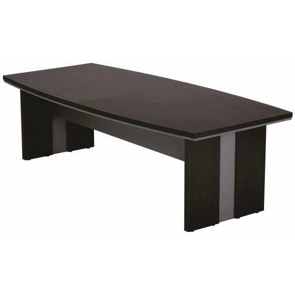 ■　高級感・重厚感あふれるボート型の会議テーブルです。応接室や会議スペースにピッタリで緩やかな曲線が落ち着いた空間を演出してくれます。■　脚・幕板・天板にシルバースリットが入っており、スタイリッシュなデザインとなっております。■　４人から８...