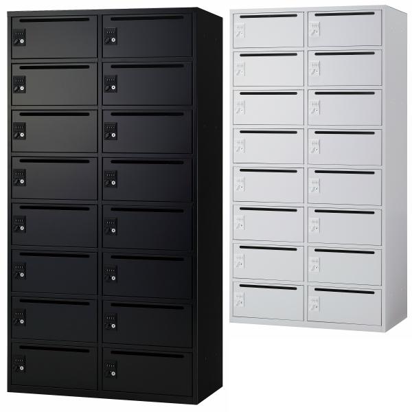 日本製 パーソナルロッカー 16人用 書庫 スチール製 ダイヤル錠 上下横