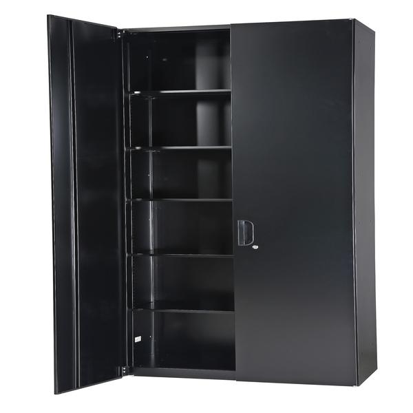 書庫 両開き ブラック スチール製 W900×D450×H2100mm 鍵付き 