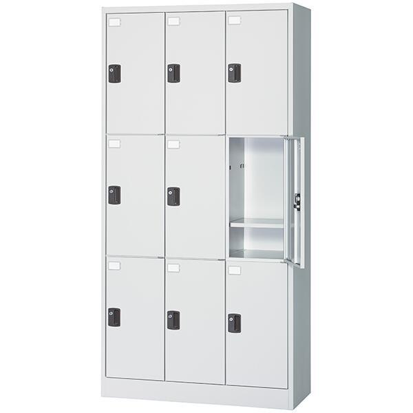 亜鉛メッキ鋼板製 ロッカー 9人用 内筒交換錠 ホワイト色 耐食性
