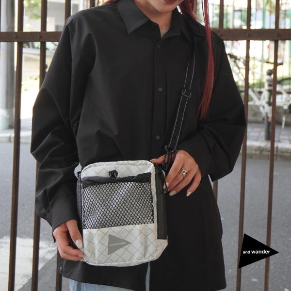 アンドワンダー　ショルダーバッグ メッセンジャーバッグ アイボリー/ブラック and wander｜エコパック ショルダーポーチ ショルダーバッグ “ECOPAK