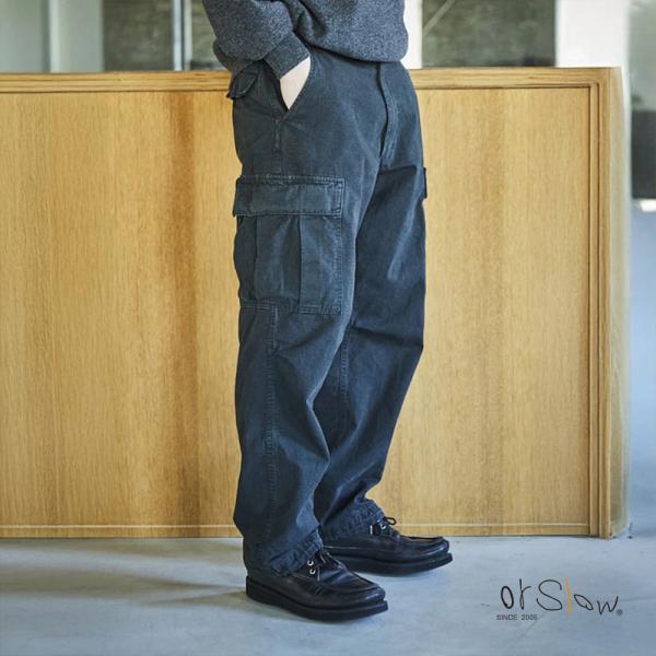 オアスロウ　デニムカーゴ　ブラック orSlow オアスロウ カーゴパンツ メンズ ストーンブラック