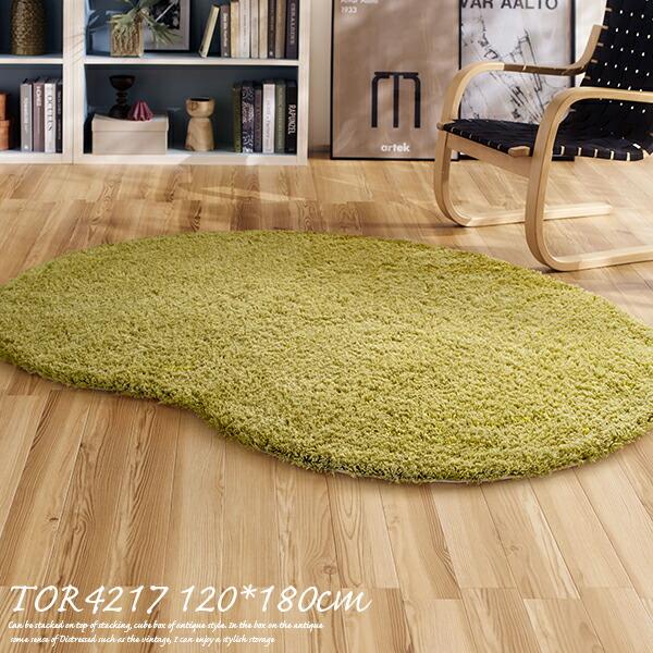 東リ（TOLI） ラグマット TOR4217（グリーン） 約120×180cm（ビーンズ