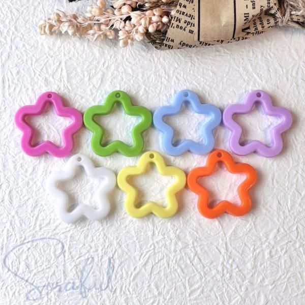 DIY資材 カラフル星型チャーム　スターチャーム　キーチェーン　キーホルダー 4個 C-0003