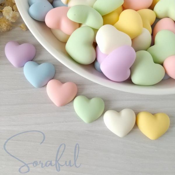 デコパーツ ミルキーハート パステルカラー マット 5個 貼付けパーツ D-002