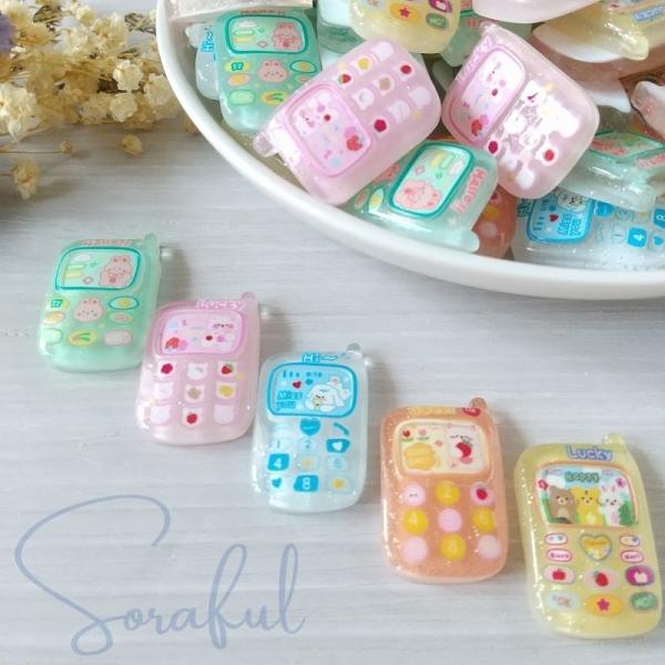 デコパーツ ガラケー クリアカラー 携帯 5個 貼付けパーツ D-0133