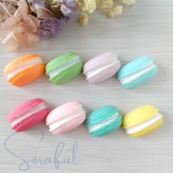 デコパーツ ハーフタイプのマカロン 8色セット 貼付けパーツ D-0211