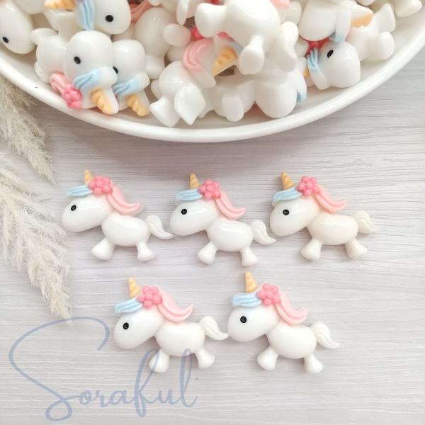 デコパーツ ゆめかわ ユニコーン 5個 貼付けパーツ D-0217-UNICORN