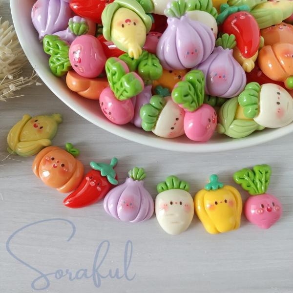 デコパーツ ぽってりスマイル野菜フレンズ ベジタブル 7個 貼付けパーツ D-0412