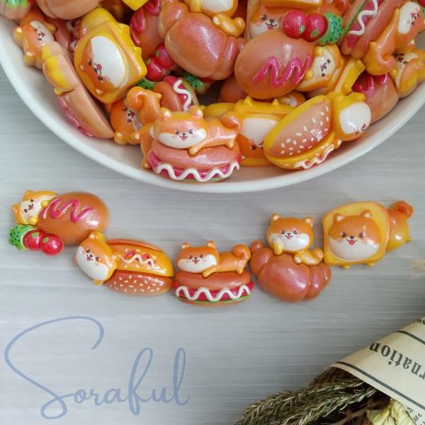 デコパーツ 柴犬パン わんちゃん ブレッド 5種セット 貼付けパーツ D-0592