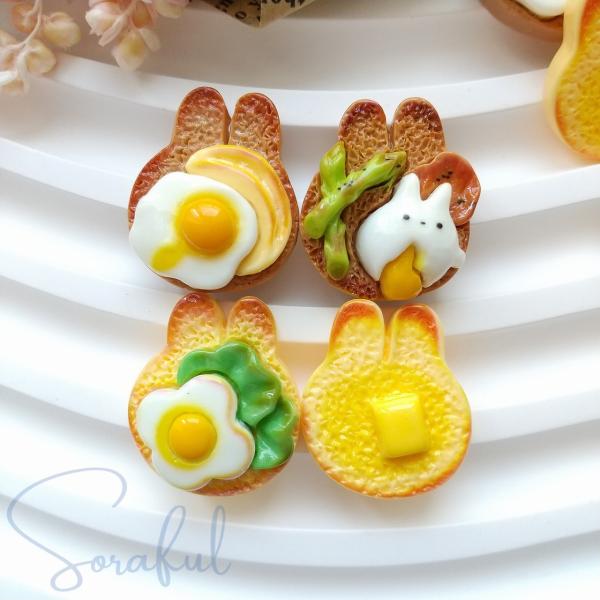 デコパーツ うさぎのトースト 4個