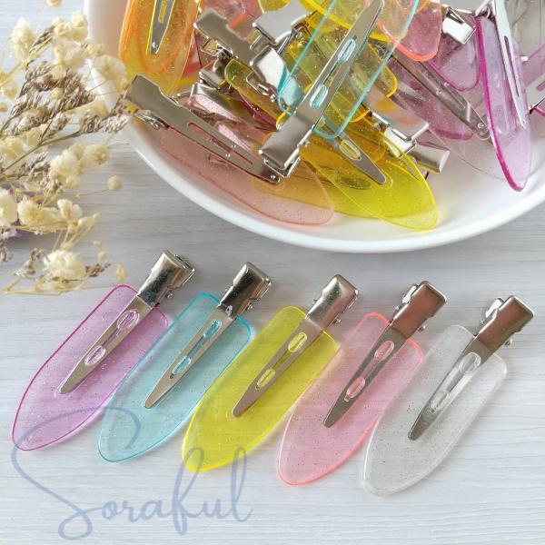 前髪クリップラメ入りクリアカラー 10個 ヘアピン ヘアクリップ ヘアアイテム H-0006【ご注意】表面には細かいキズ等があります。ご理解の上ご購入いただけますようよろしくお願いいたします。