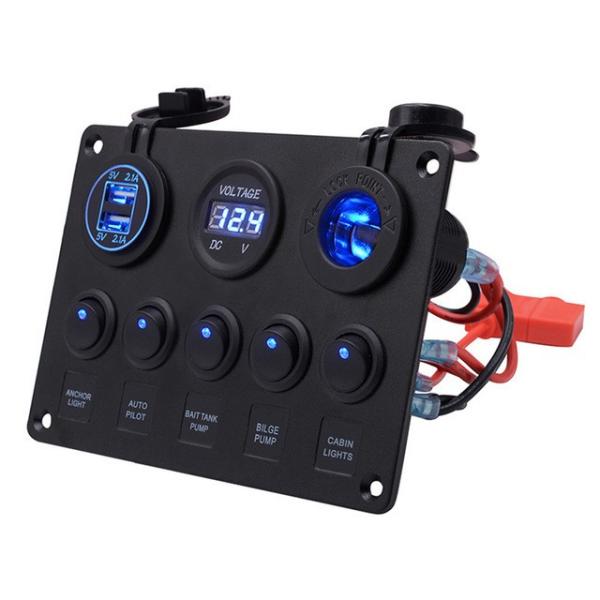 防水スイッチパネル シガーライターソケット デュアル Usbポット Led電圧計付き ロッカーパネル Dc 12v 24v Www Derico Com Br