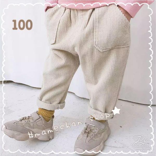 現在人気のコーデュロイズボン、アイボリー色です！ウエストゴム付き・前ポケット2つあります。着丈：約53ｃｍ生地は薄くも分厚くもないので春・秋頃にいかがでしょうか♪