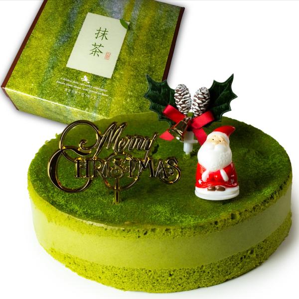 クリスマスケーキ 2025 抹茶 ベイクドチーズケーキ 5号サイズ Xmas飾り付 直径16cm 4〜6人分 約450g スイーツ ケーキ Xmas Christmas ホールケーキ