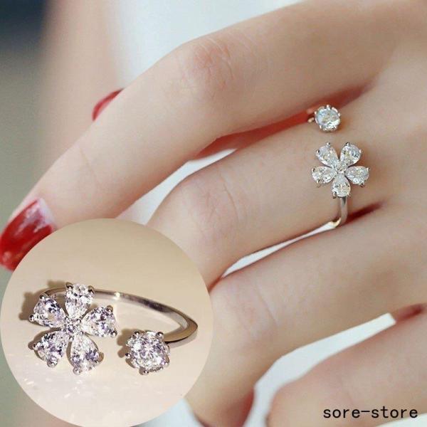 指輪 レディース 30代 40代 50代 代お花 ダイヤリング フラワー サイズフリー キラキラ 18kgp Czダイヤ 人気 彼女 プレゼント 激安アクセサリー プレゼント 非常に高い品質