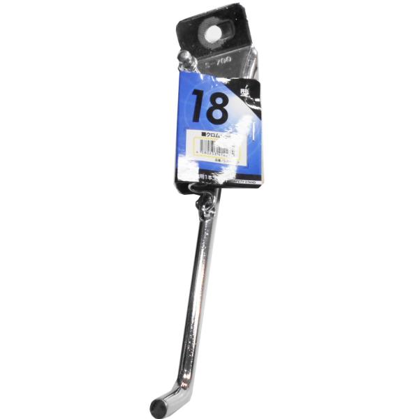 自転車用1本スタンド 幼児子供用 18インチ (S-700 18 CP)● 素材：クロムメッキ● 対応サイズ：18インチ ●カラー：CP ※ 自転車の車種によっては取り付けが不可の場合もございます。※サイズにより画像と形状が異なる事が　ござ...