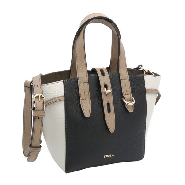 FURLA フルラ NET トート ミニ NERO+MARSHMALLOW+GREIGE FURLA フルラ NET トート ミニ NERO+MARSHMALLOW+GREIGE