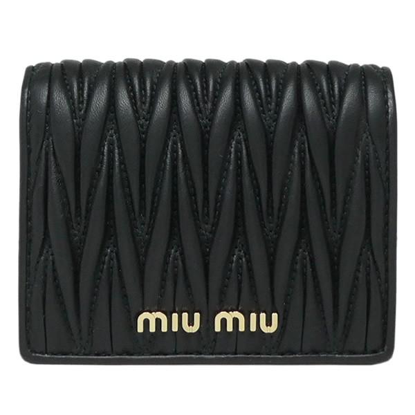 miumiu matelasse 財布　ブラック miu ミュウミュウ MIUMIU マテラッセレザー 折り財布