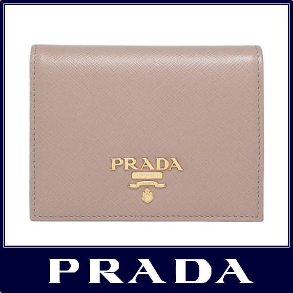 PRADA プラダ 2つ折り 財布 サフィアーノ レザー チプリア ピンク 
