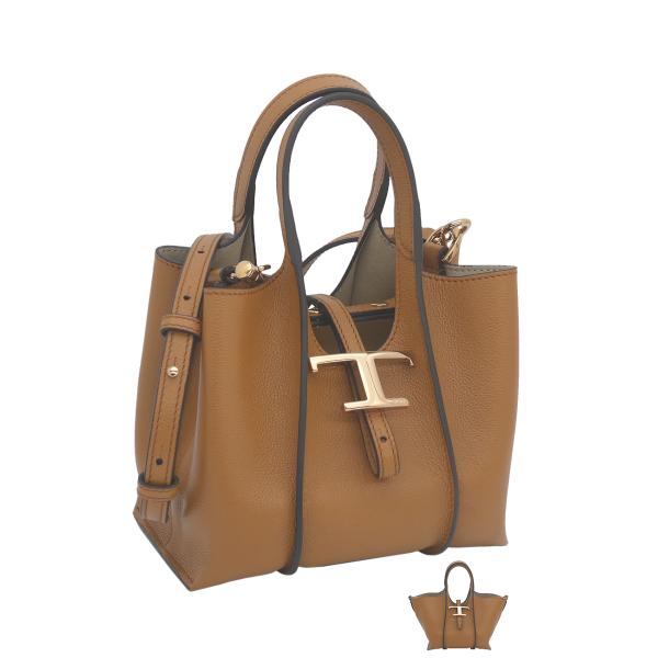 TOD'S トッズ T タイムレス レザー ショッピングバッグ マイクロ
