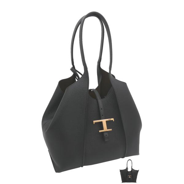 paruru美品★TOD‘SダブルTショッピングショルダー バッグ　黒 楽天市場】トッズ ショルダーバッグ Tタイムレス