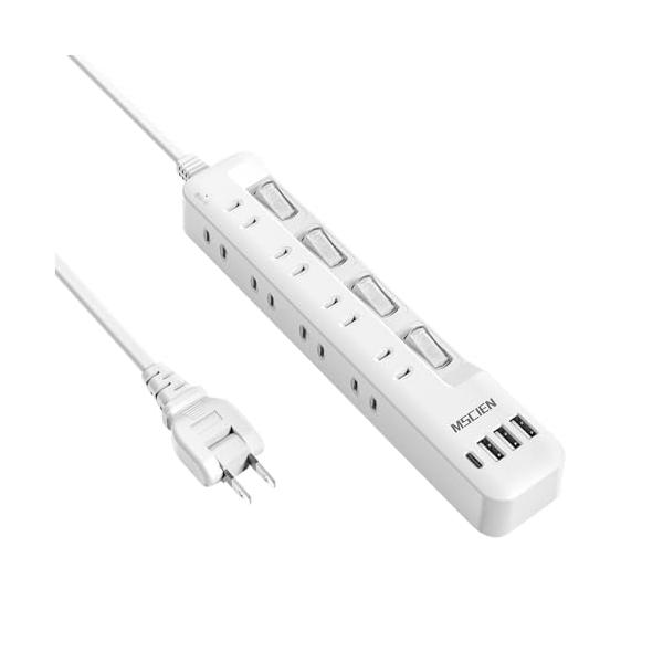 Mscien 電源タップ usb付き 8個AC口 1個usbc 3個usba 延長コード 2m 雷ガード usb コンセント oa スイッチ付き 壁掛け たこあしコンセント テーブル