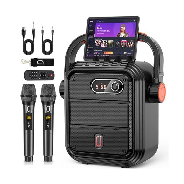 JYX ワイヤレスマイク スピーカーセット 拡声器 Bluetooth 5.0対応 低音強化機能搭載 充電式 ポータブル ホームパーティー、カラオケ、街頭スピーチ