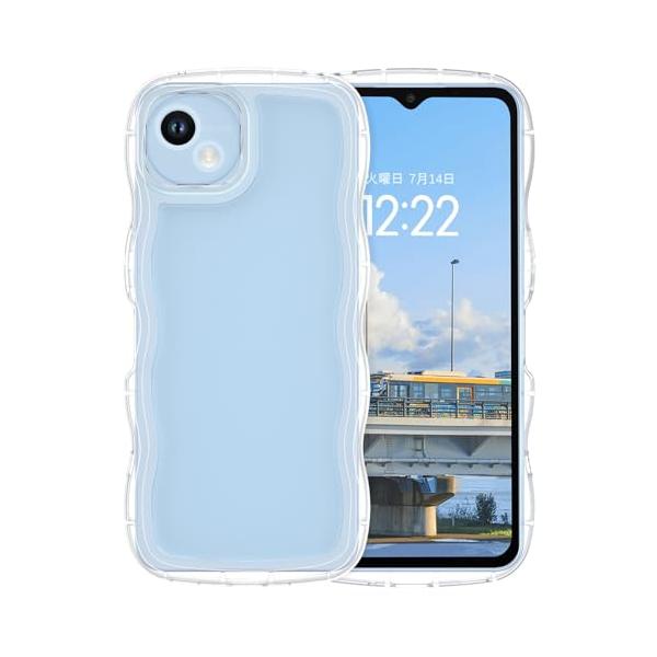 VENINGO AQUOS wish4 ケース SH-52 カバー クリア ウェーブ おしゃれ 韓国 可愛い スマホケース 人気 シンプル 滑り止め 薄型 軽量 耐衝撃 レンズ保