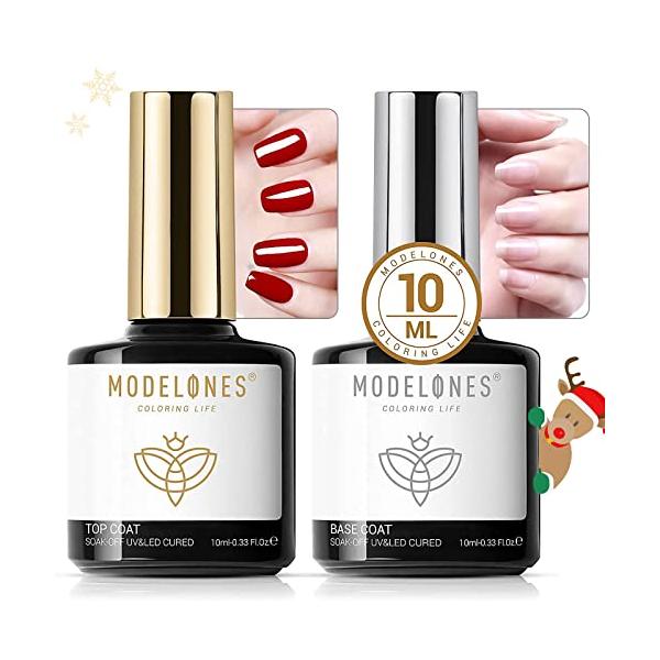 他サイト： Modelones ジェルネイル トップコート ベースコート 10ml 2本セット ノンワイプ 拭き取り不要 大容量 速乾 ジェルネイル用 UV/Lの商品画像