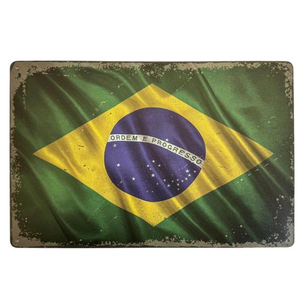 アート調パネル ヴィンテージブラジル国旗デザイン看板 Brasil
