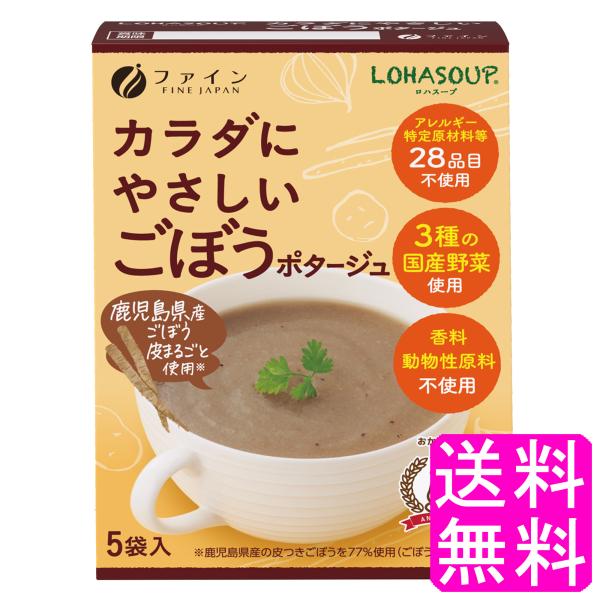 アレルギー特定原材料不使用 ファイン LOHASOUP カラダにやさしいごぼうポタージュ 【一度開封後平たく再梱包】 送料無料 ポイント消化