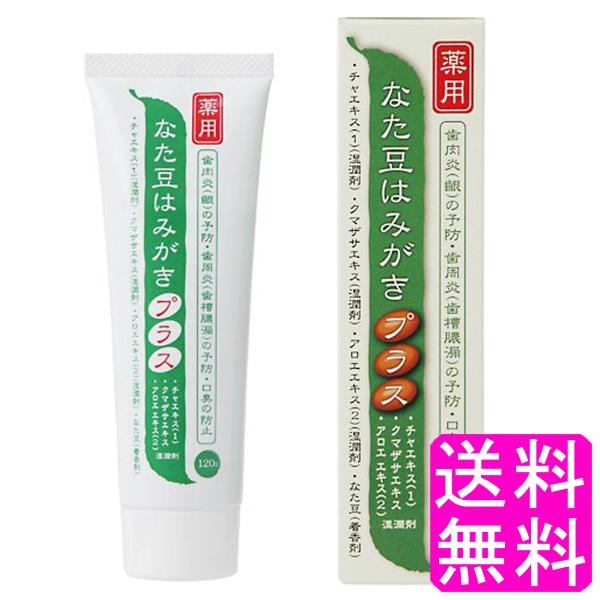 歯磨き粉 歯肉炎 歯周病 歯槽膿漏 医薬部外品 プラセス製薬 薬用 なた豆はみがきプラス 120g 送料無料 ポイント消化