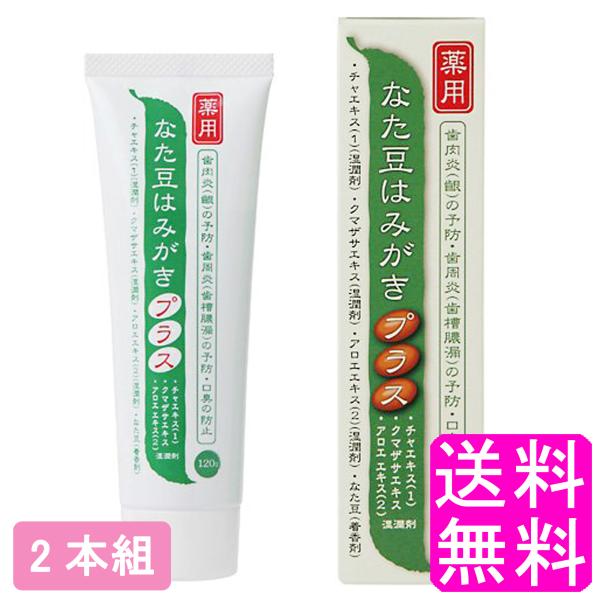 歯磨き粉 歯肉炎 歯周病 歯槽膿漏 医薬部外品 プラセス製薬 薬用 なた豆はみがきプラス 120g 【2本組】 送料無料 ポイント消化